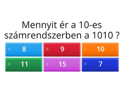 2-es számrendszerbeli számok 4 helyiértéken