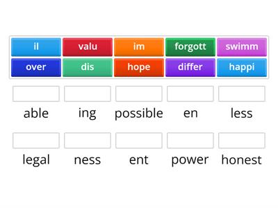 Roots word, suffixes, and prefixes
