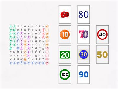 Numbers from 10 to 100
