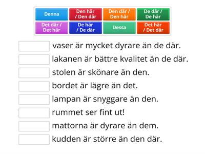 Demonstrativa pronomen och komparativa adjektiv