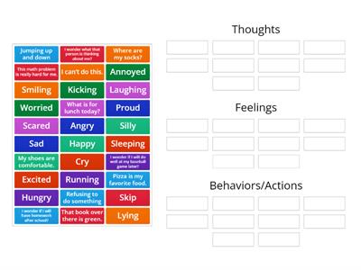 Matching - Thoughts, Feelings, Behaviors