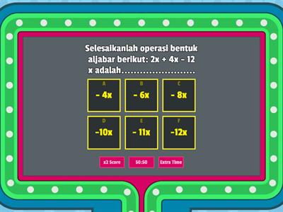 BELAJAR BERSAMA MELALUI QUIS MATEMATIKA OPERASI BENTUK ALJABAR