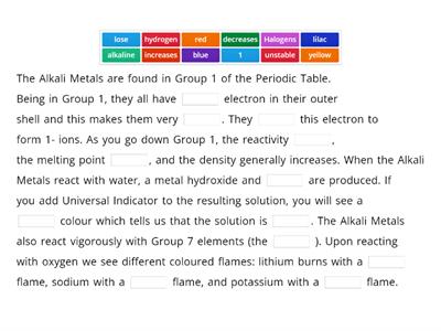 Alkali Metals Summary