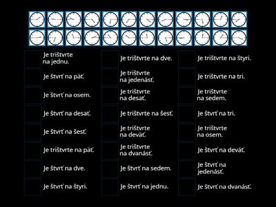 Čas v slovenčine - Štvrť a trištvrte (aktivita 3)