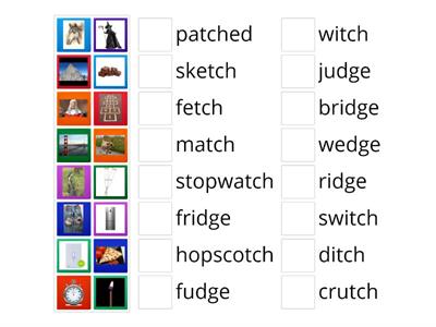 tch/dge picture-word match