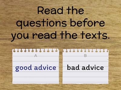 Reading and Use of English Part 8 - Advice