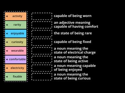 U4W2- Suffixes -ity & -able Match Up