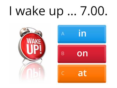 ESOL E2 prepositions of time - in, on, at