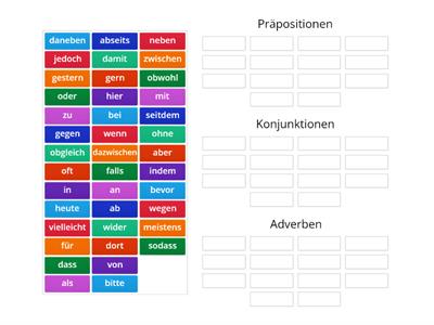 Wortarten I Präpositionen, Konjunktionen, Adverben