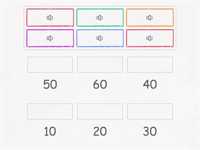 Numbers 10 20 30 ... 60 Listen & Match