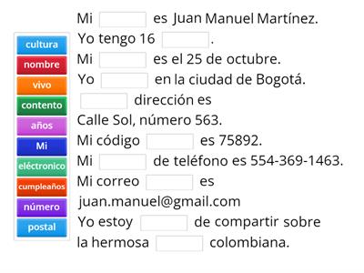 Spanish 1. First/third person personal information 