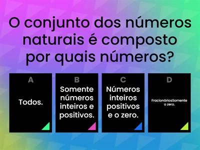 Conjunto dos números naturais e reta numérica