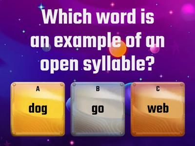 Open Syllable Quiz