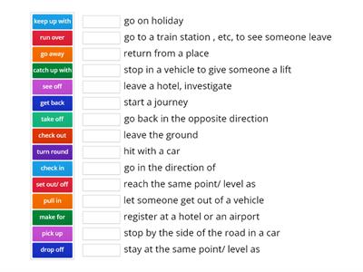 travel and transport phrasal verbs match up