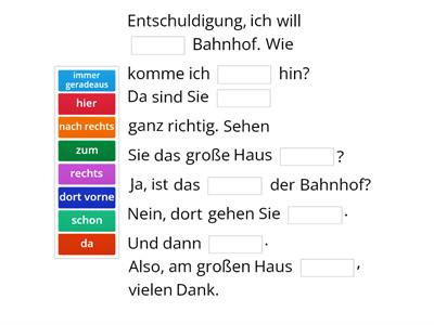 Wegbeschreibung Bahnhof Start 1 Deutsch A1