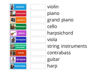 instrumenty strunowe - lekcja muzyki z angielskim
