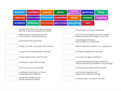 English: Words to describe character