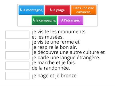 Les activités et les lieux de vacances (A1)