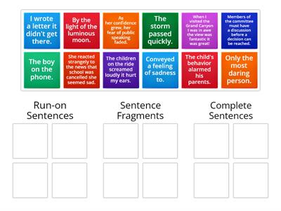 Run ons, fragments, and complete sentences Maze Chase