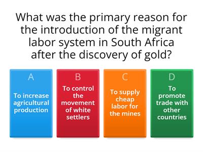 Black workers History quiz 