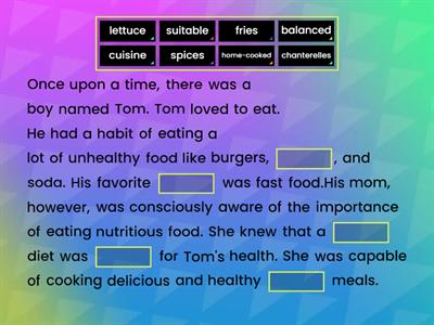 Tom's healthy eating