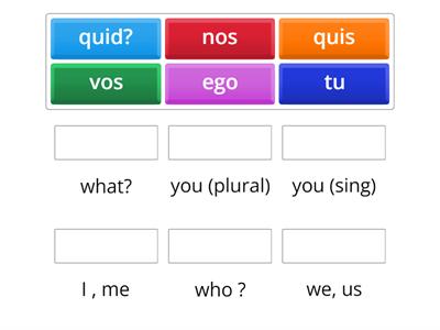 CE Level 1 Latin Pronouns and Question Words
