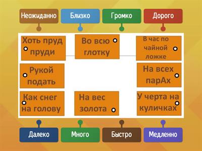 Соедини фразеологизм с его синонимом