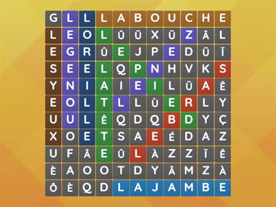 Word search - Les Parties Du Corps