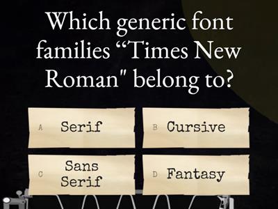 Exit Pass Quiz: CSS Font