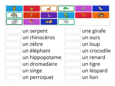 Les animaux du zoo