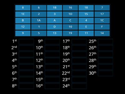 Order hexadecimal digits from 1 to 30