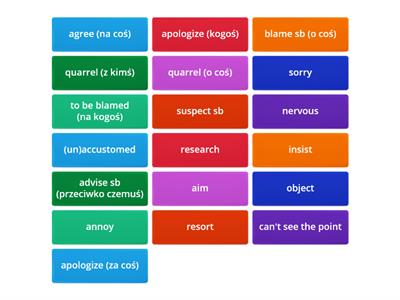 nouns, adjectives, verbs + prepositions