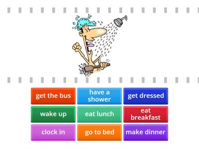 Daily routine verb phrases 