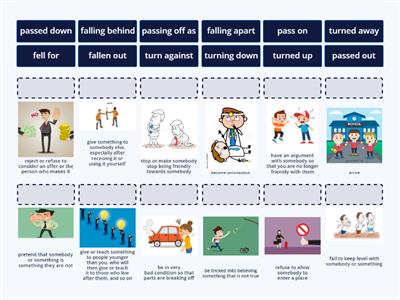 Phrasal verbs: fall, pass, turn