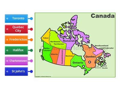 Eastern Canadian capital cities: Label the map