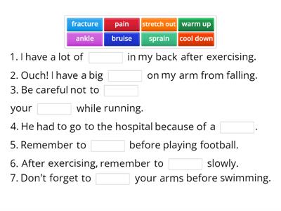 Outcomes U4 Voc-y Injuries - practise