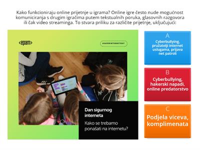 Kako se trebamo ponašati na internetu? - EPAM eKids kviz