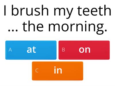 Prepositions in on at
