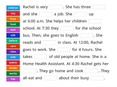 Rachel is Busy -- Cloze