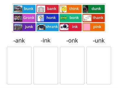 ank, ink, onk, or unk? Glued Sounds