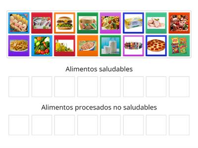 Alimentos saludables y Procesados no saludables