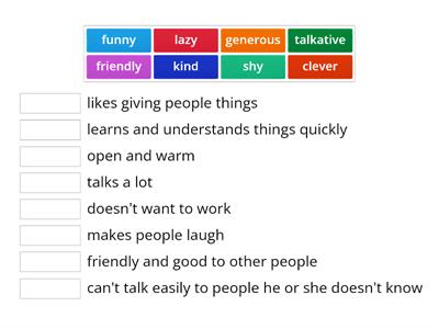 Personality adjectives