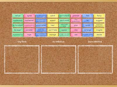 -ing form / to-infinitive / bare infinitive