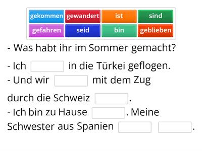 A1.1 [L.12] Perfekt: Was habt ihr im Sommer gemacht?