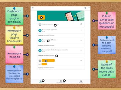 Google Classroom Interface (English and Italian)