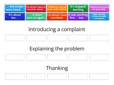 Language for making a complaint