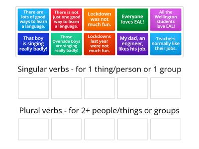 Group the singular and plural verbs