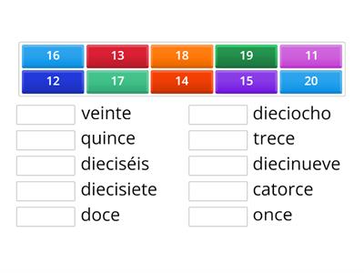 los numeros 11-20