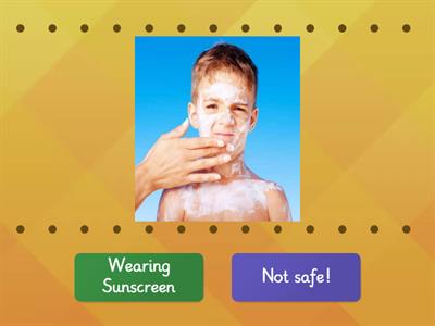 Who is wearing sunscreen?