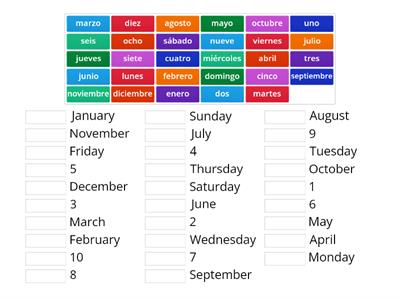 Days of the Week, Months and Seasons in Spanish